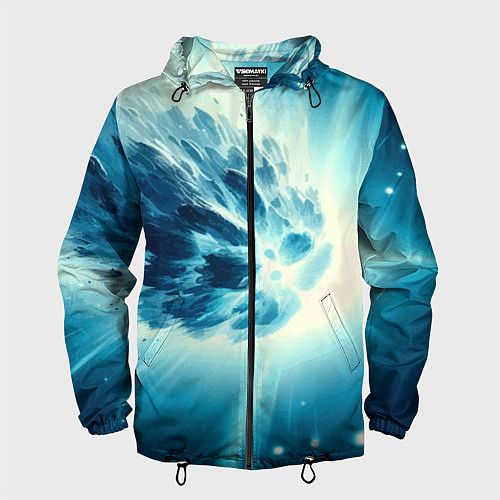 Мужская ветровка Неоновая комета - нейросеть / 3D-Черный – фото 1