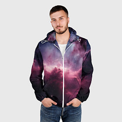 Ветровка с капюшоном мужская Абстрактный космос фантастика, цвет: 3D-белый — фото 2