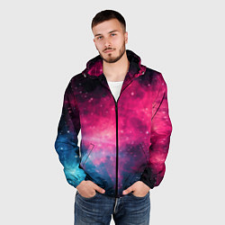 Ветровка с капюшоном мужская Абстрактный космос фантастика, цвет: 3D-черный — фото 2