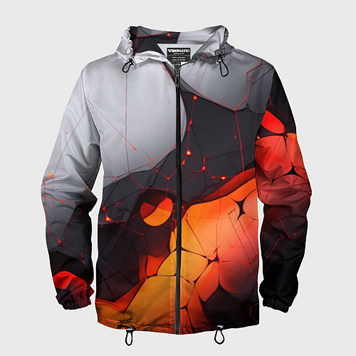 Мужская ветровка Объемная плита с красной лавой иллюстрация / 3D-Черный – фото 1