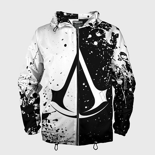 Мужская ветровка Assasins Creed - black and white / 3D-Черный – фото 1