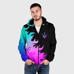 Ветровка с капюшоном мужская Code Geass неоновый огонь, цвет: 3D-черный — фото 2