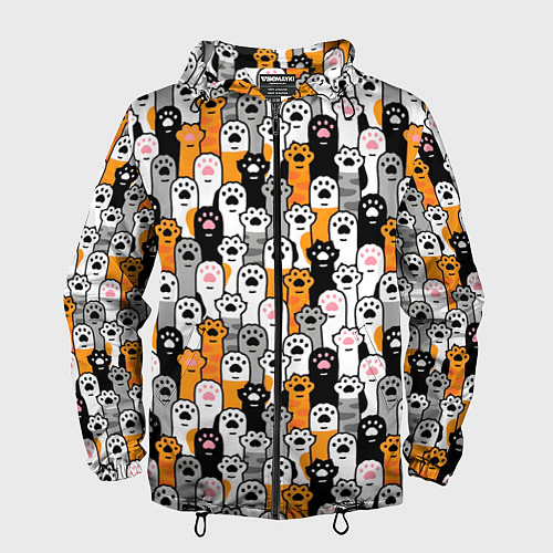 Мужская ветровка Кошачьи лапы / 3D-Черный – фото 1