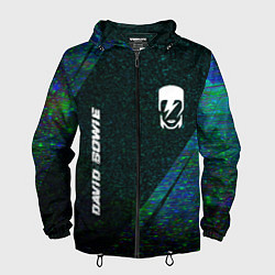 Ветровка с капюшоном мужская David Bowie glitch blue, цвет: 3D-черный