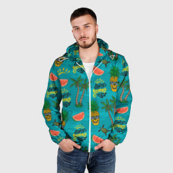 Ветровка с капюшоном мужская Enjoy summer pattern - pineapple, цвет: 3D-белый — фото 2