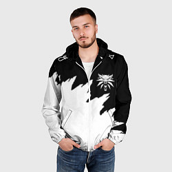 Ветровка с капюшоном мужская Ведьмак белое лого краски, цвет: 3D-белый — фото 2