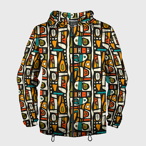 Мужская ветровка Африканские этно узоры / 3D-Черный – фото 1