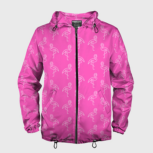 Мужская ветровка Пара розовых фламинго / 3D-Черный – фото 1