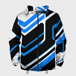 Мужская ветровка Бело-синие линии на чёрном фоне