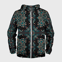 Ветровка с капюшоном мужская Орнамент пейсли, цвет: 3D-белый