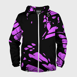 Ветровка с капюшоном мужская Фиолетовая абстракция, цвет: 3D-белый