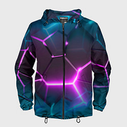 Мужская ветровка Голубые и розовые неоновые плиты в разломе