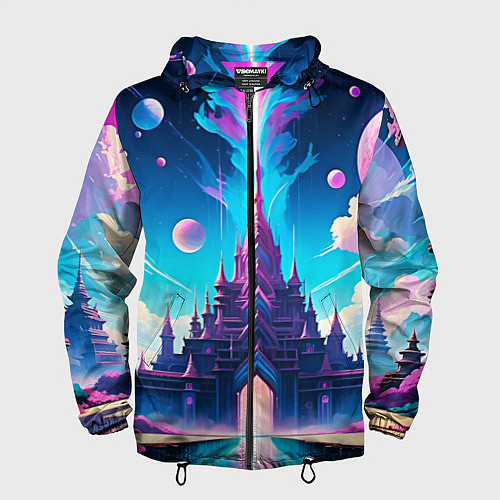 Мужская ветровка Сказочный город - пейзаж / 3D-Черный – фото 1