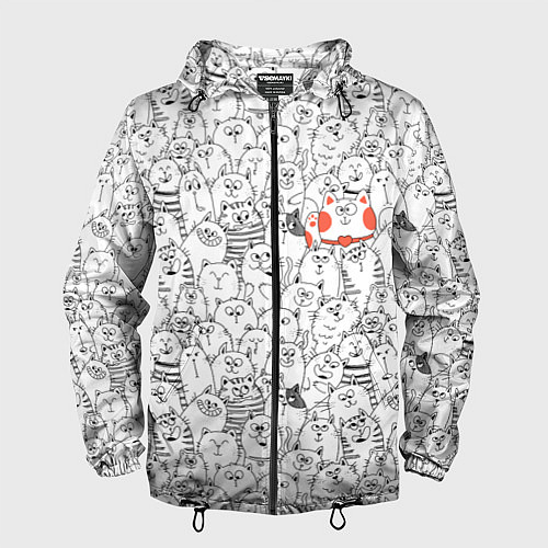 Мужская ветровка Румяная киска и серые коты / 3D-Черный – фото 1