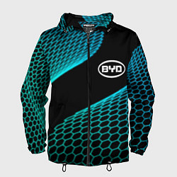 Ветровка с капюшоном мужская BYD electro hexagon, цвет: 3D-черный