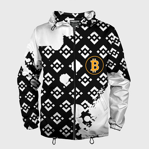 Мужская ветровка Bitcoin pattern binance / 3D-Черный – фото 1