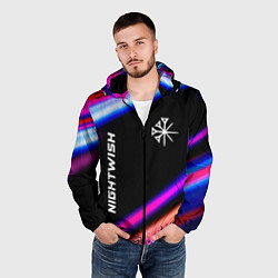 Ветровка с капюшоном мужская Nightwish neon rock lights, цвет: 3D-черный — фото 2