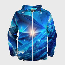 Мужская ветровка Синяя объемная абстракция со вспышкой