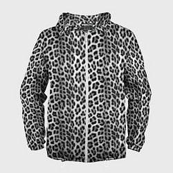 Ветровка с капюшоном мужская Черно-белая шкура леопарда, цвет: 3D-белый