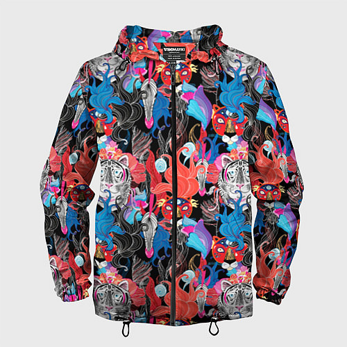 Мужская ветровка Орнамент диких кошек / 3D-Черный – фото 1