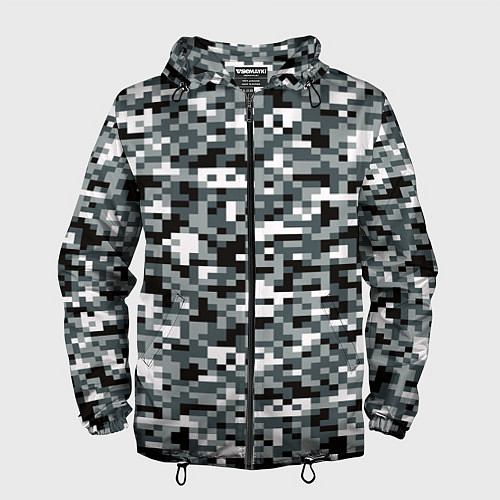 Мужская ветровка Камуфляжные пиксели текстура / 3D-Черный – фото 1