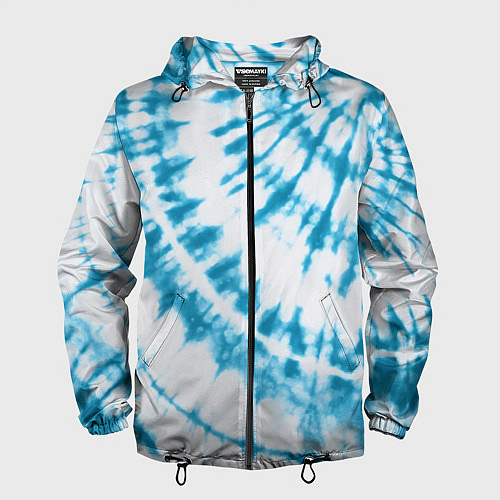 Мужская ветровка Тай-дай бело-синий / 3D-Черный – фото 1