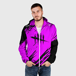 Ветровка с капюшоном мужская Dead by daylight краски абстракция, цвет: 3D-белый — фото 2