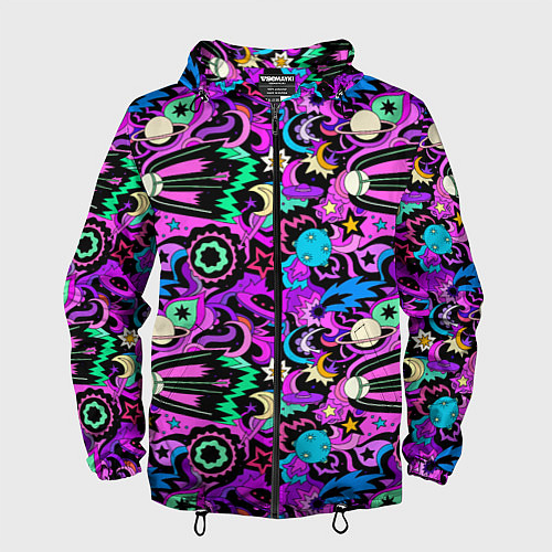 Мужская ветровка Мультяшный космос / 3D-Черный – фото 1