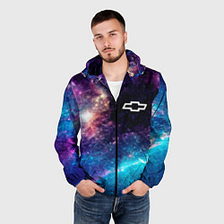 Ветровка с капюшоном мужская Chevrolet space auto, цвет: 3D-черный — фото 2