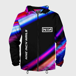 Ветровка с капюшоном мужская Nine Inch Nails neon rock lights, цвет: 3D-черный