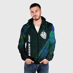 Ветровка с капюшоном мужская Green Day glitch blue, цвет: 3D-черный — фото 2