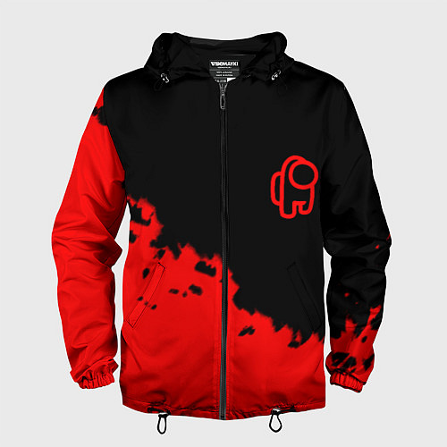Мужская ветровка Among us красные краски / 3D-Черный – фото 1