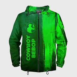 Ветровка с капюшоном мужская Cowboy Bebop - green gradient по-вертикали, цвет: 3D-черный