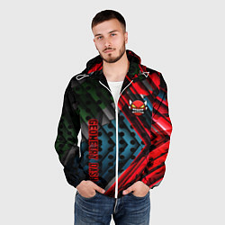 Ветровка с капюшоном мужская Geometry dash game steel, цвет: 3D-белый — фото 2