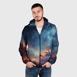 Ветровка с капюшоном мужская Космическая даль, цвет: 3D-черный — фото 2