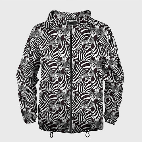 Мужская ветровка Абстрактный черно-белый узор с зеброй / 3D-Черный – фото 1