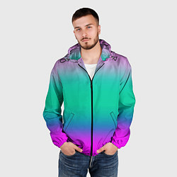 Ветровка с капюшоном мужская Градиент цветной, цвет: 3D-черный — фото 2
