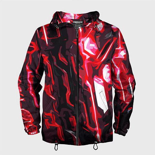 Мужская ветровка Красно-чёрная киберпанк абстракция / 3D-Черный – фото 1