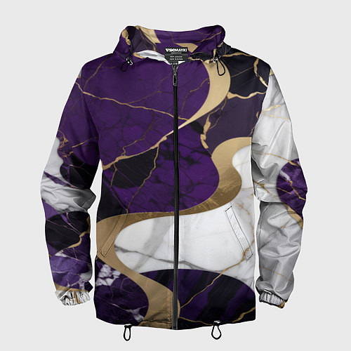 Мужская ветровка Фиолетовый с белым и золотым / 3D-Черный – фото 1