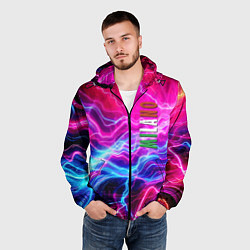 Ветровка с капюшоном мужская Milano - neon abstraction, цвет: 3D-черный — фото 2