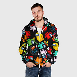 Ветровка с капюшоном мужская Персонажи игры Амонгас, цвет: 3D-белый — фото 2