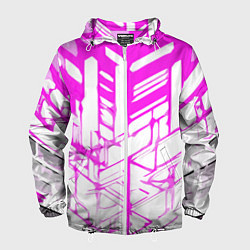 Мужская ветровка Агрессивные розовые полосы на белом фоне