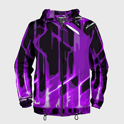 Ветровка с капюшоном мужская Abstract purple stripes on a black background, цвет: 3D-черный