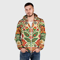 Ветровка с капюшоном мужская Славянский узор и орнамент, цвет: 3D-белый — фото 2