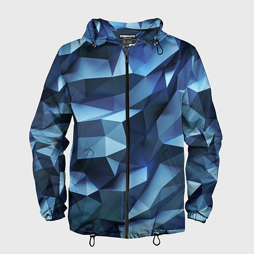 Мужская ветровка Искаженная синяя геометрия / 3D-Черный – фото 1