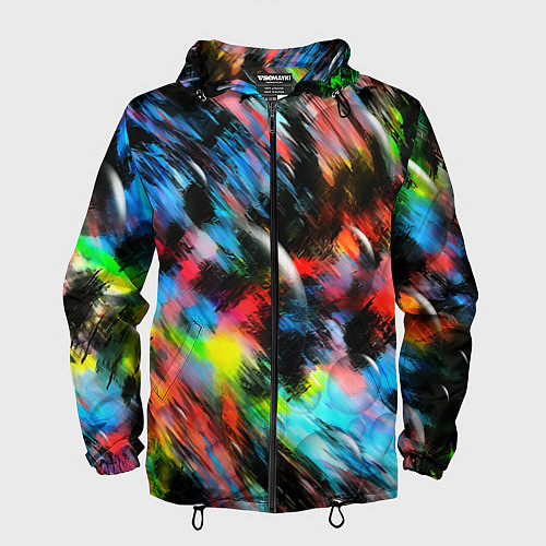 Мужская ветровка Цветные краски абстракция / 3D-Черный – фото 1
