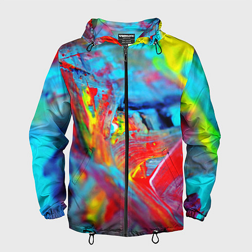 Мужская ветровка Абстрактные краски неон / 3D-Черный – фото 1