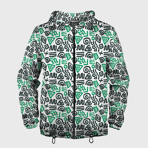 Мужская ветровка Паттерн в стиле граффити и африканских узоров / 3D-Черный – фото 1