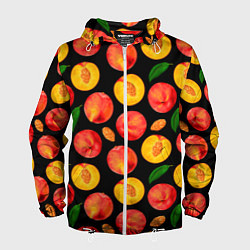 Ветровка с капюшоном мужская Персиковый паттерн, цвет: 3D-белый