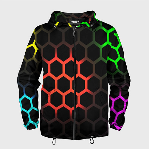 Мужская ветровка Hexagon neon / 3D-Черный – фото 1